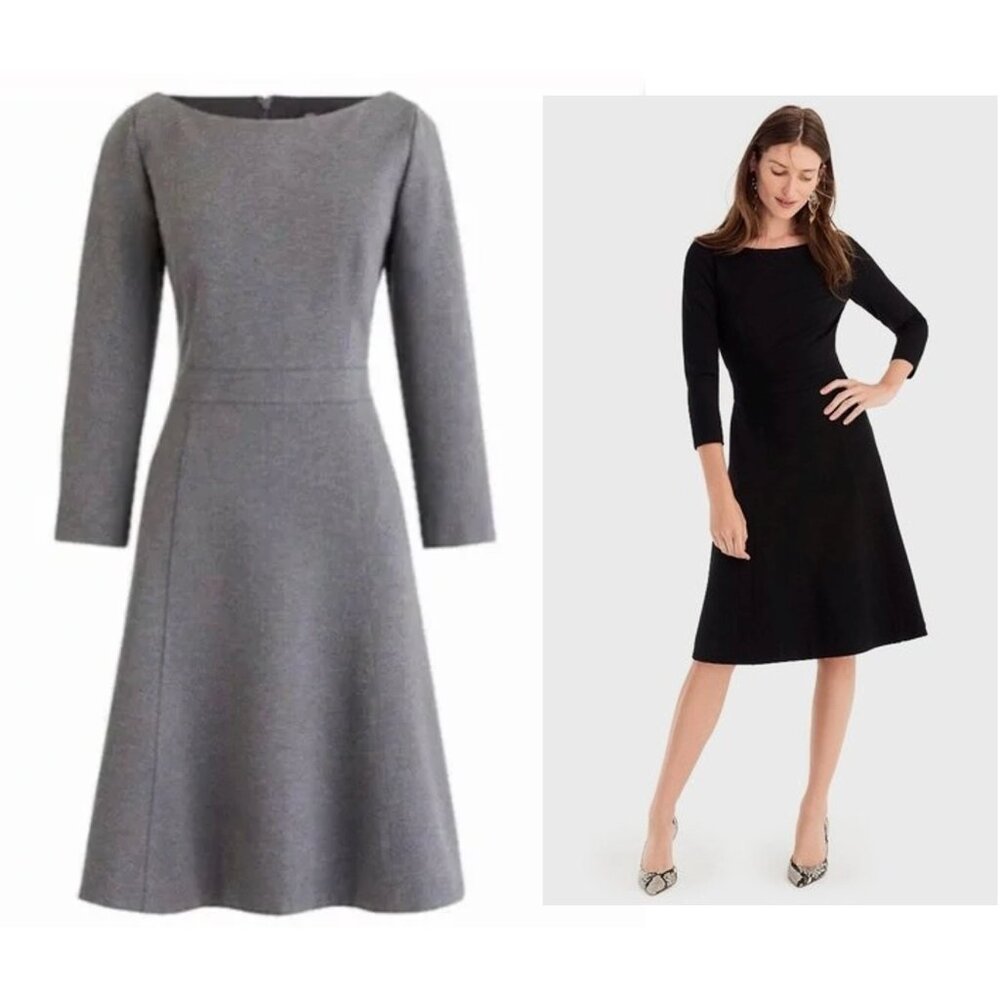J. Crew Grey Fit-and-Flare Boatneck Dress (2P)